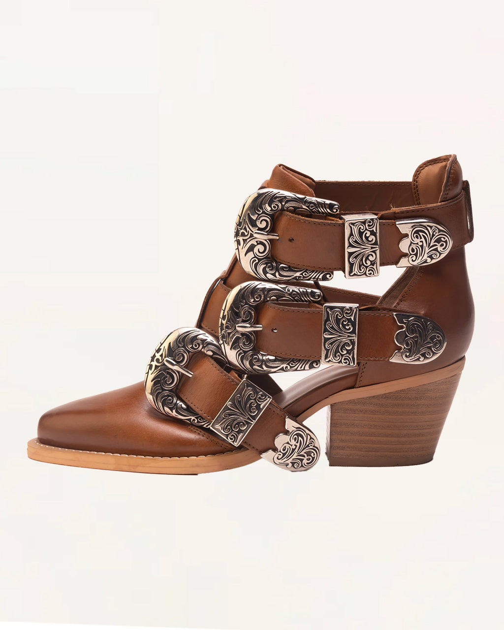 The Buckle Bootie - Cognac