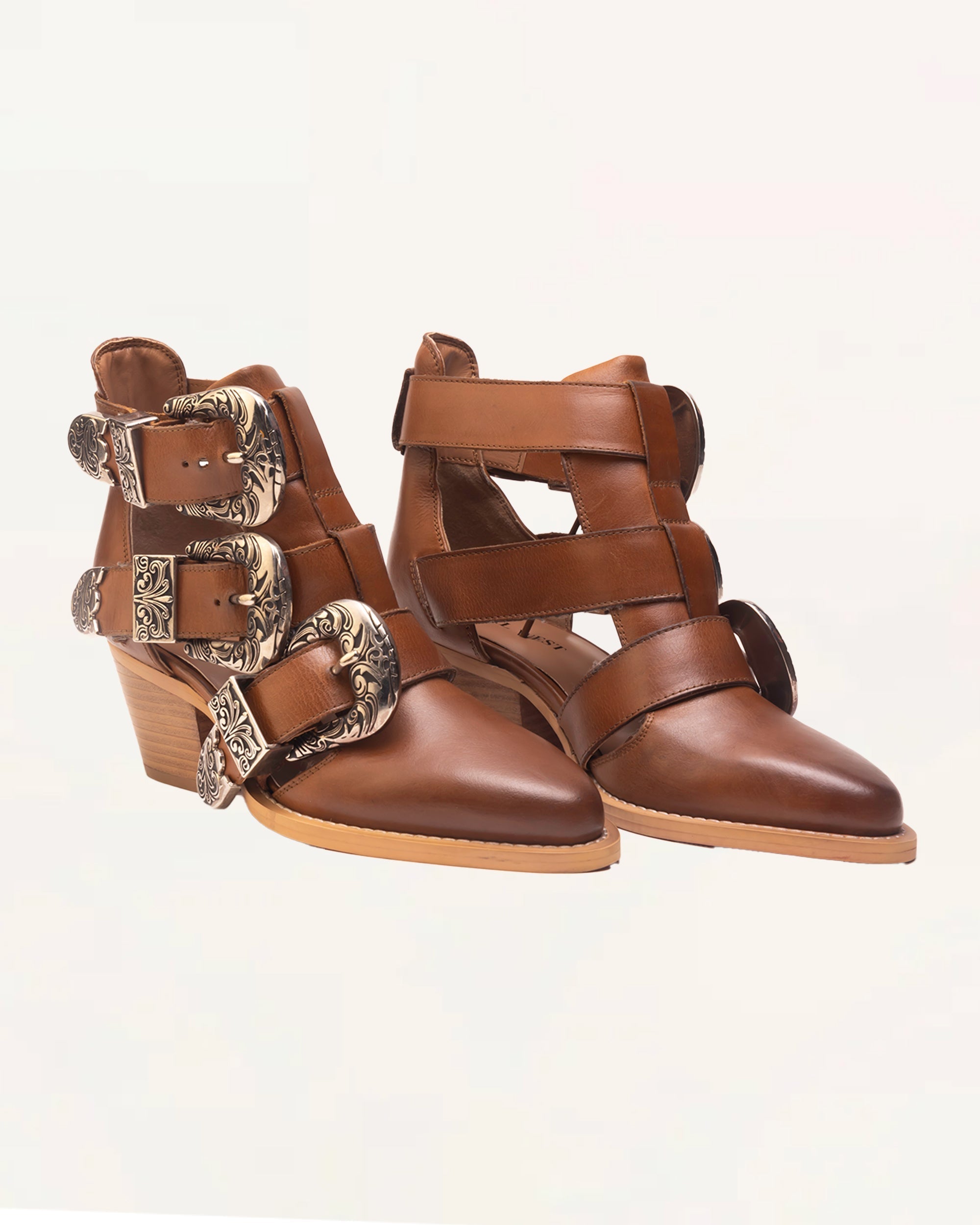 The Buckle Bootie - Cognac